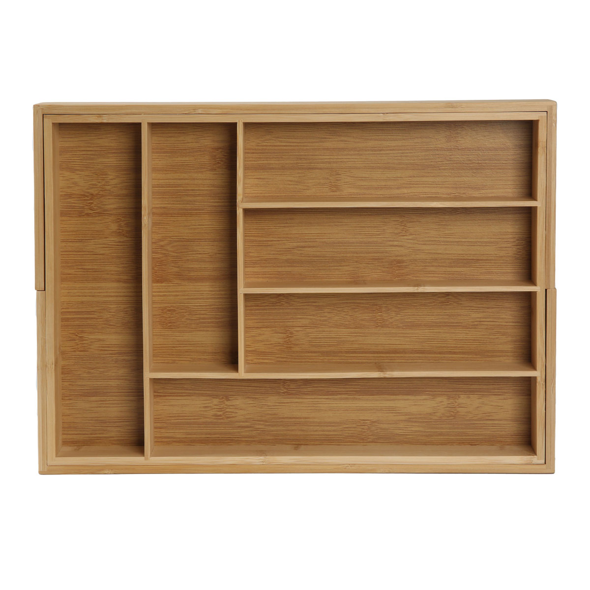 Bamboo Drawer Organizer, 6-8 Slot Expandable Cutlery Tray for Forks, Spoons and Knives, Large Adjustable Kitchen Utensil Holder